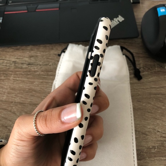 Custom Etsy IPhone X Phone Case (works w/wireless charging) POLKA DOT WHITE - Picture 5 of 5
